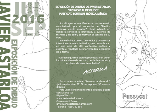 Cartel informativo de la Exposición de dibujos de Javier Astarloa
